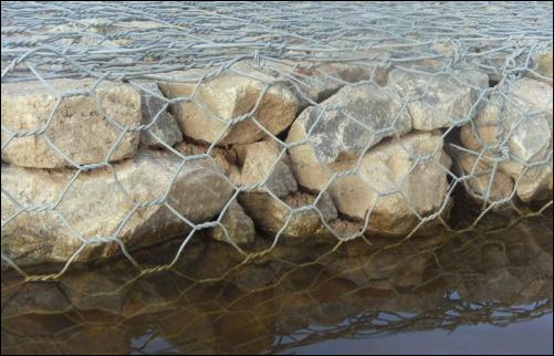 Wire mesh container to be filled with boulders 
