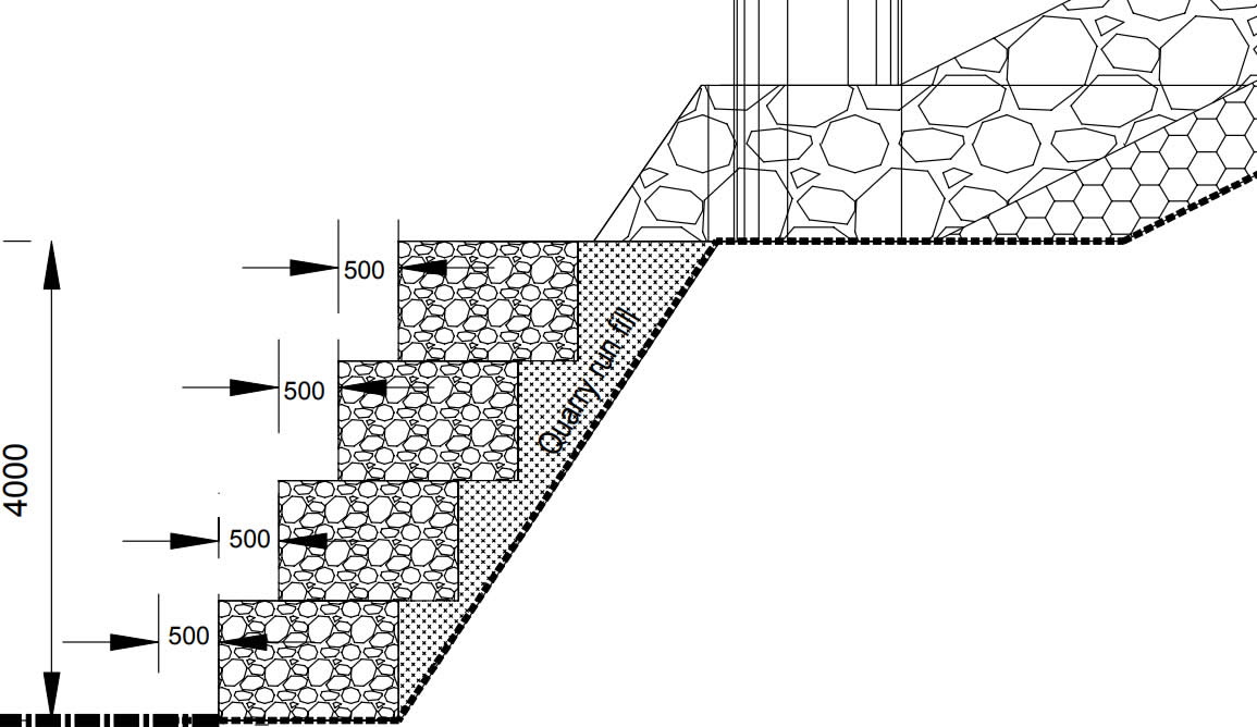 Slope protection gabion retaining wall, mesh 80 x100mm x wire 2.70mm