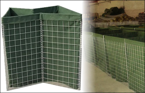 Gabion defensive barrier for military security and safety wall