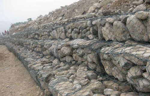 Stone gabion basket of PVC coated galvanized mesh type