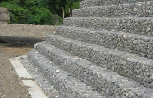 Gabions wall for river bank protection